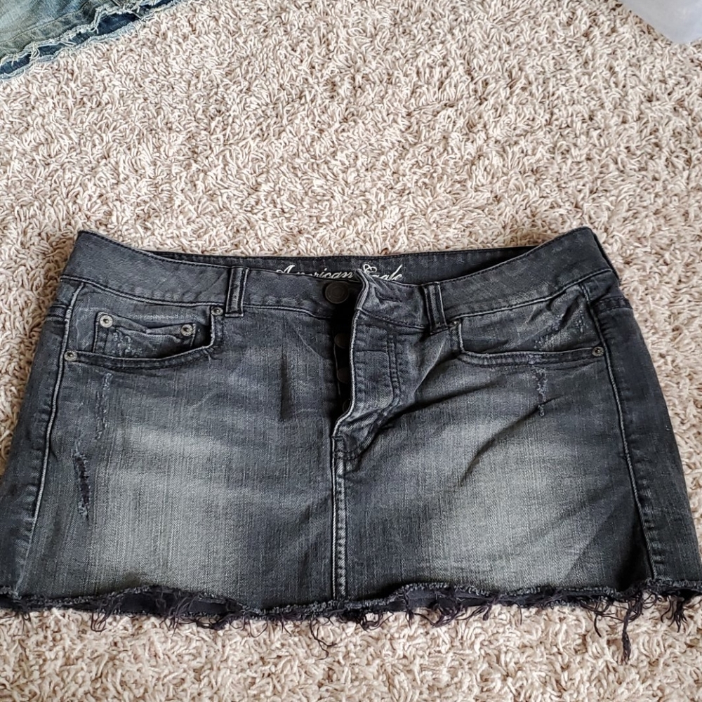 American Eagle black denim mini skirt